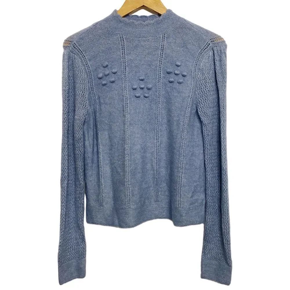 SALE Lauren Conrad Scalloped Neck Knit Sweater Light Blue Size XS
